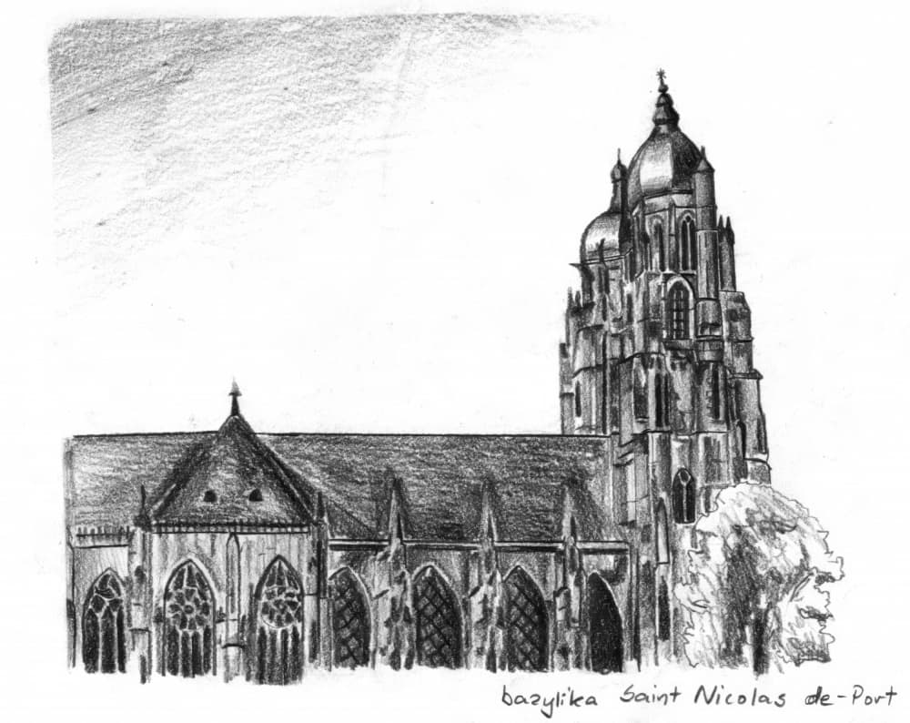 Saint Nicolas Basilica Sketch by Kulik — canvas wall art