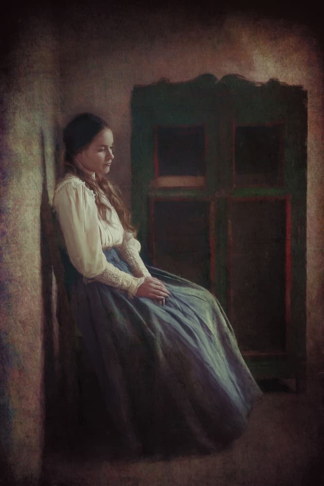 Thoughtful Girl Portrait by kenp — canvas wall art