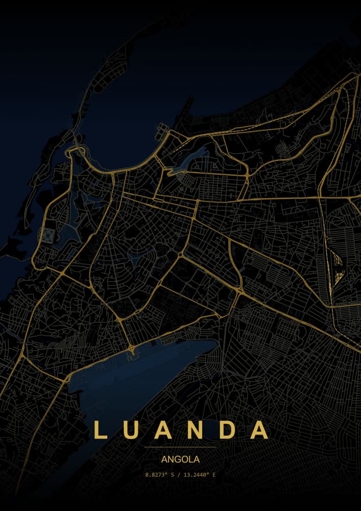 Luanda Night Map by HUGO — canvas wall art