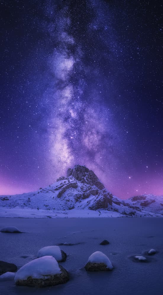 Celestial Winter Mountain by Carlos F. Turienzo — canvas wall art