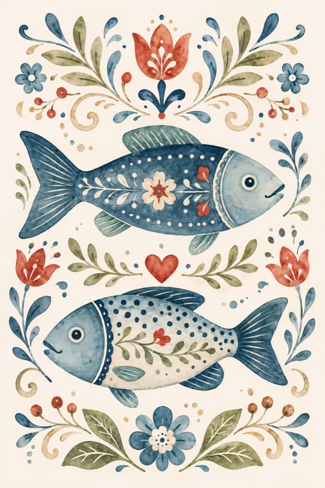 Whimsical Floral Fish by Natalie Bruns — canvas wall art