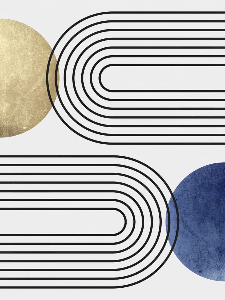 Gold Blue Geometric Flow by Vitor Costa — canvas wall art