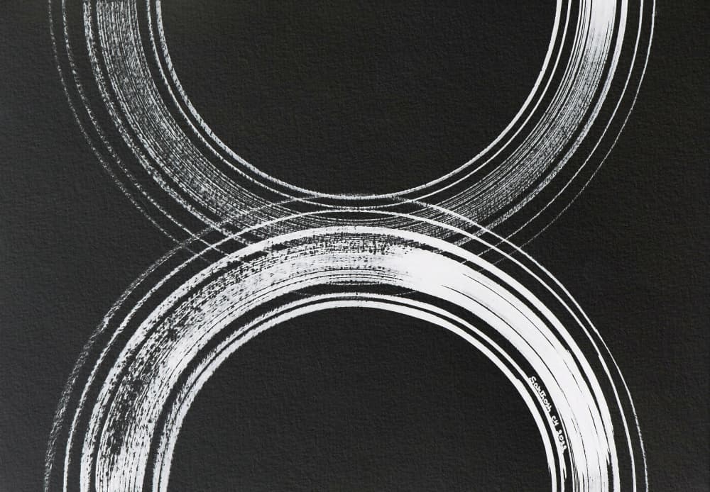 Intersecting White Circles by Santhosh ch — canvas wall art