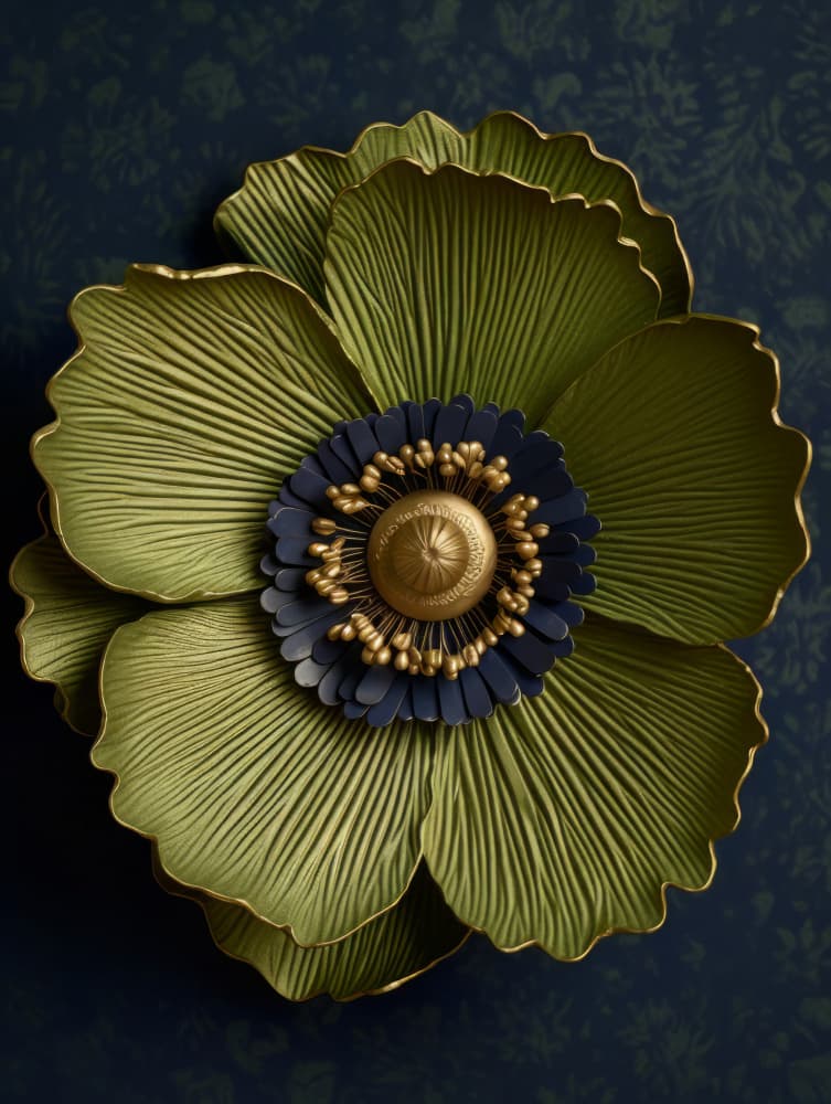Metallic Green Gold Bloom by Bilge Paksoylu — canvas wall art