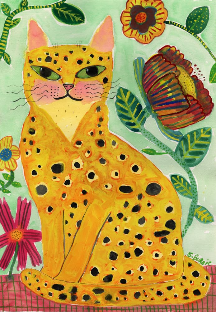 Colorful Leopard Blooms by Sharyn Bursic — canvas wall art
