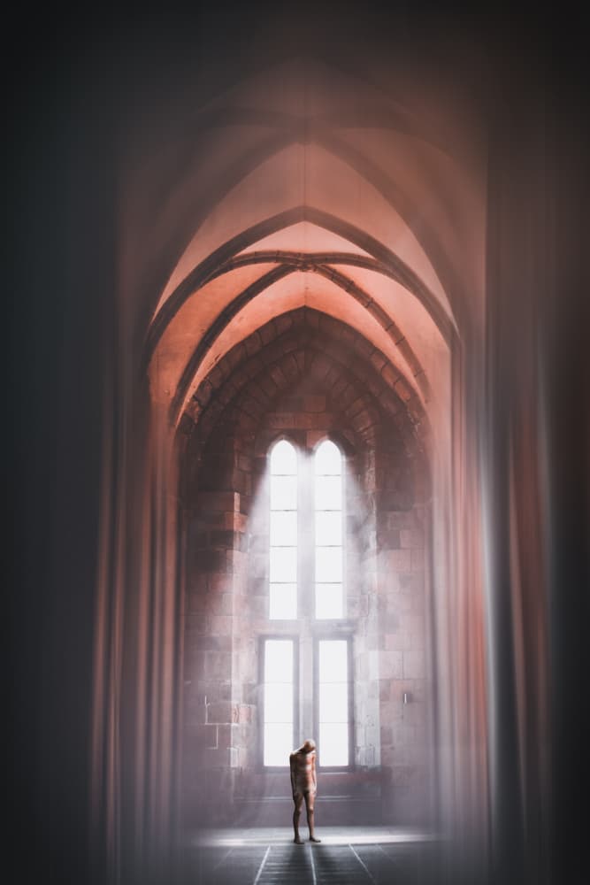Lone Figure Church Light by Marcus Hennen — canvas wall art