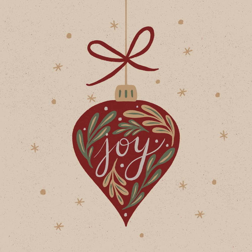 Joyful Christmas Ornament by Angela Minca — canvas wall art