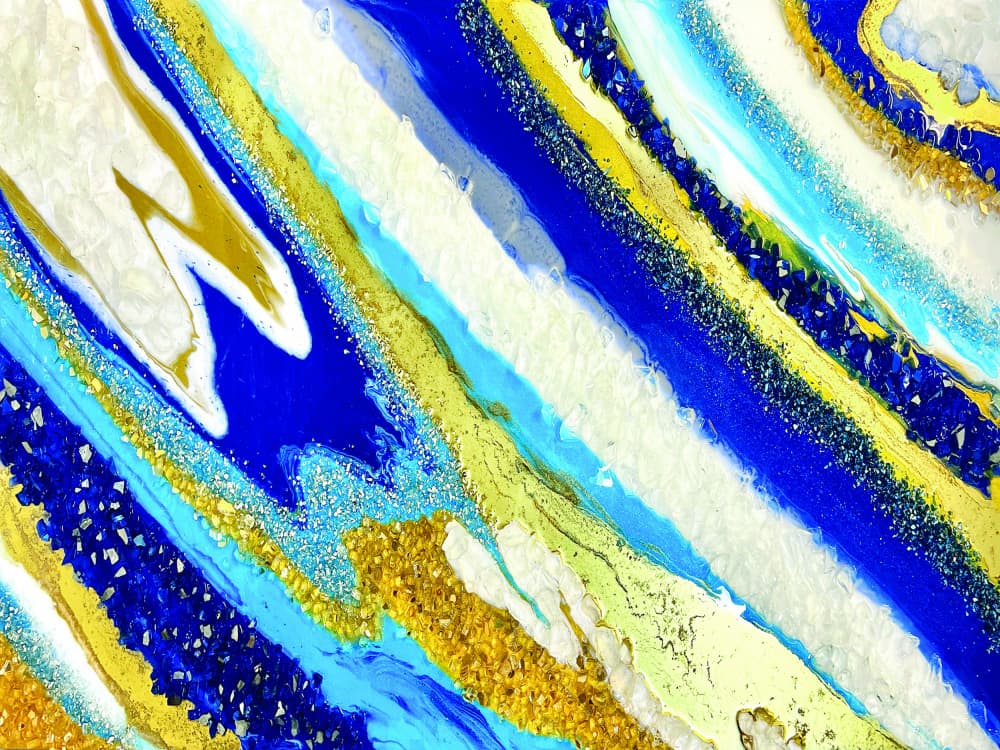 Golden Blue Agate by Alyson Storms — canvas wall art