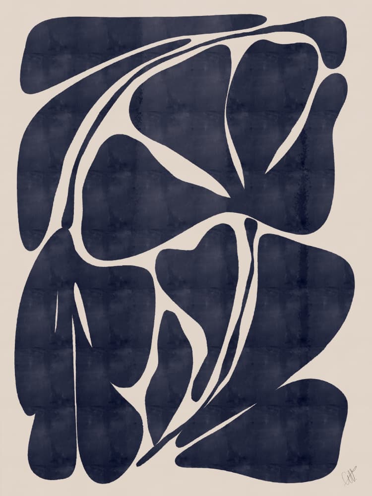 Navy Organic Forms by Anne-Marie Volfova — canvas wall art
