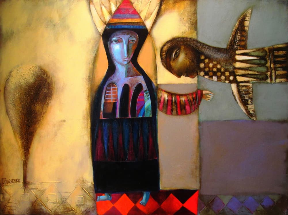 Mystical Woman And Bird by Victor Tkachenko — canvas wall art