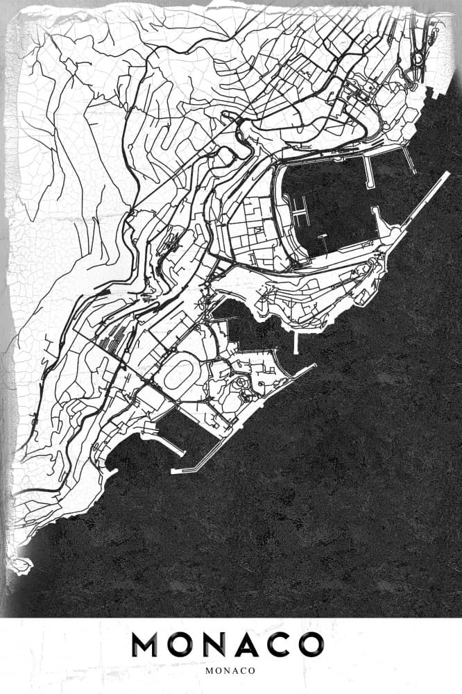 Monaco Minimalist Map by StudioSix — canvas wall art
