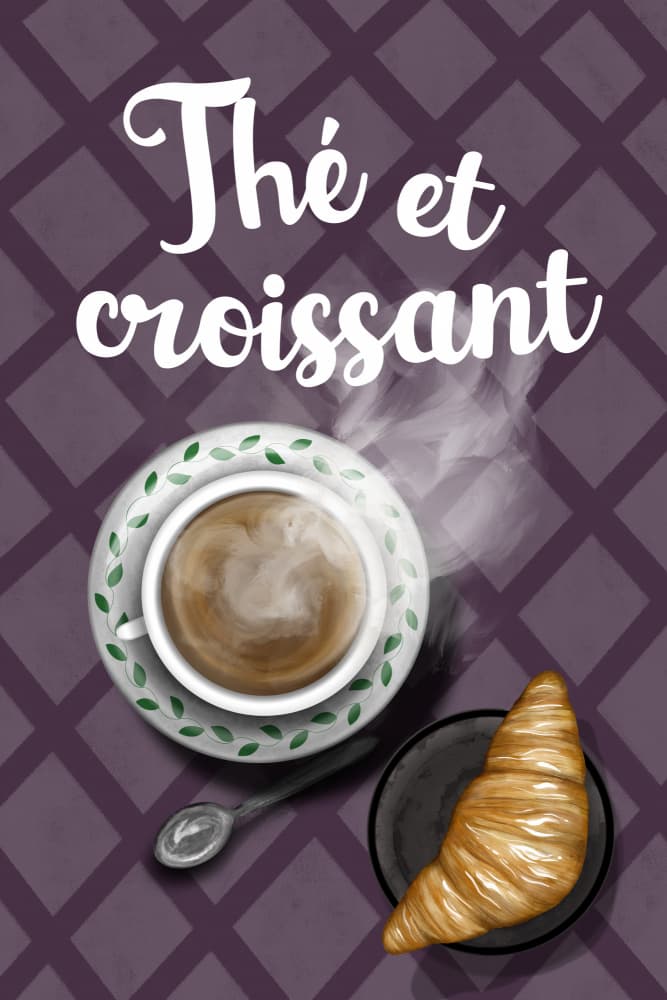 Tea and Croissant by EMELIEmaria — canvas wall art