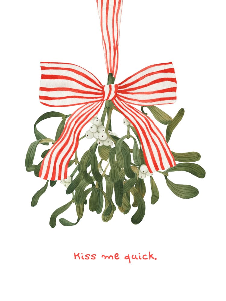 Christmas Mistletoe Kiss by Ohkimiko — canvas wall art