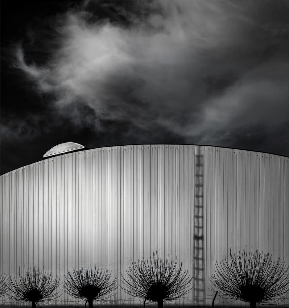 Industrial Silo Dark Sky by Gilbert Claes — canvas wall art