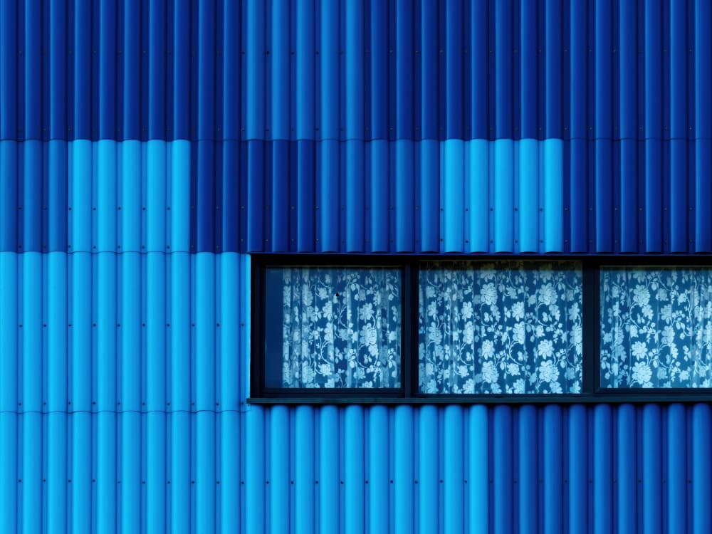 Geometric Blue Window by Marius Surleac — canvas wall art