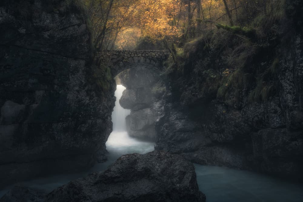Mystical Forest Waterfall by Thomas de Franzoni — canvas wall art