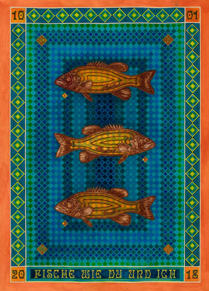 Colorful Geometric Fish by Dobri Gjurkov — canvas wall art