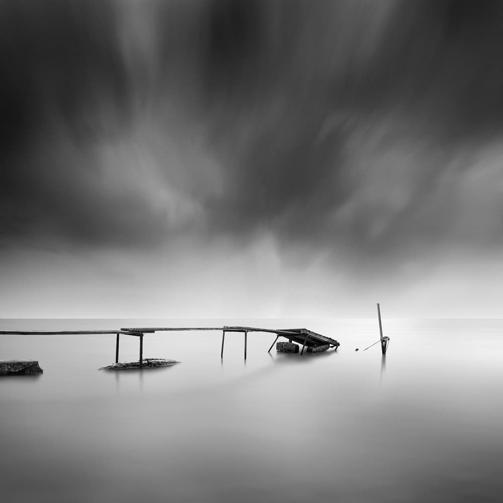 Broken Pier Tranquil Sea by George Digalakis — canvas wall art