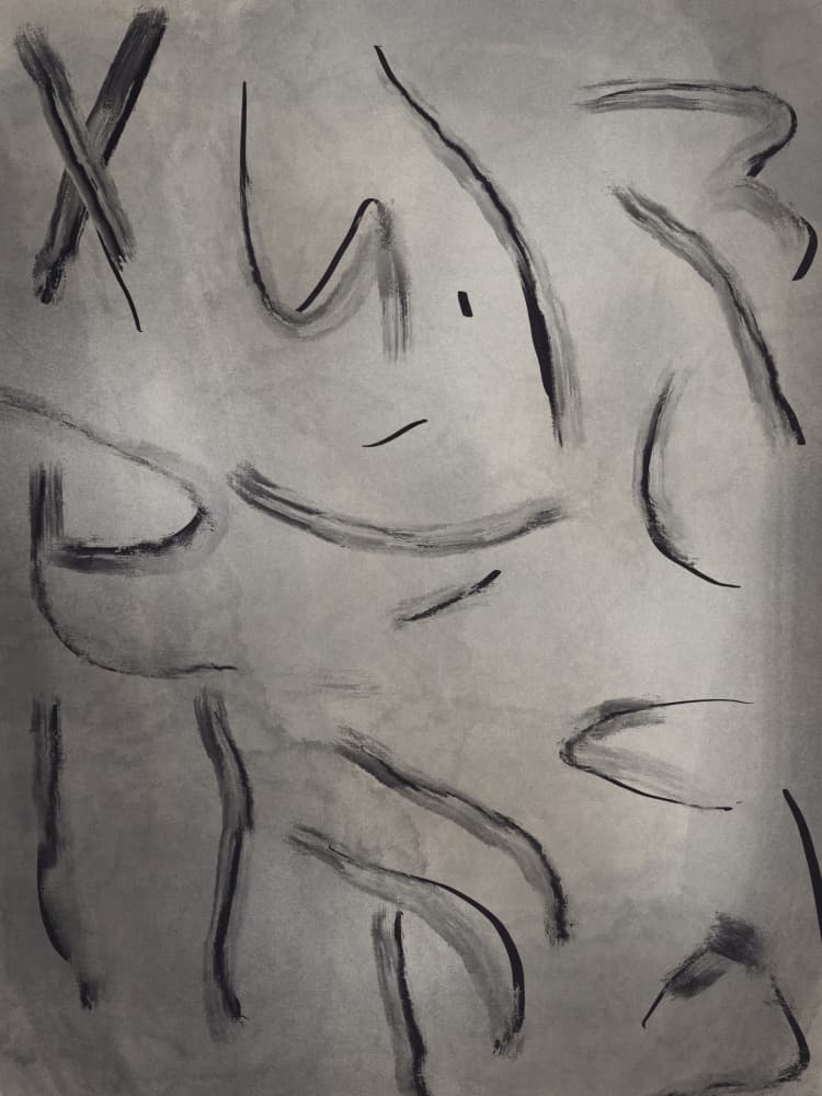 Abstract Grey Strokes by Little Dean — canvas wall art