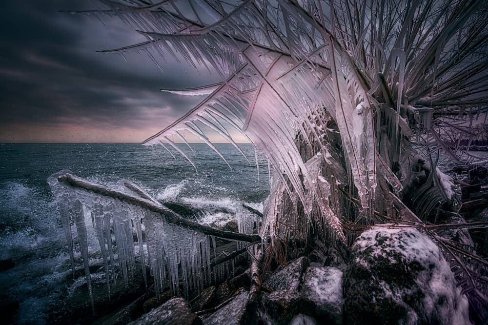 Icy Winter Shore by Ben.C.L — canvas wall art