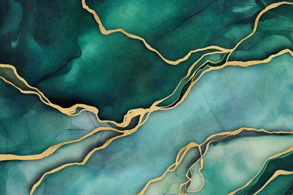 Teal Gold Marble Pattern by Andrea Haase — canvas wall art