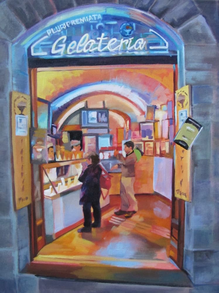 Colorful Gelateria Entrance by Maxine Shore — canvas wall art