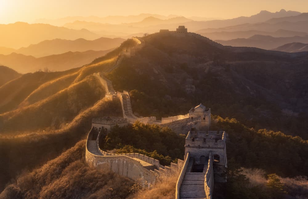 Golden Great Wall Sunset by Damon Hao — canvas wall art