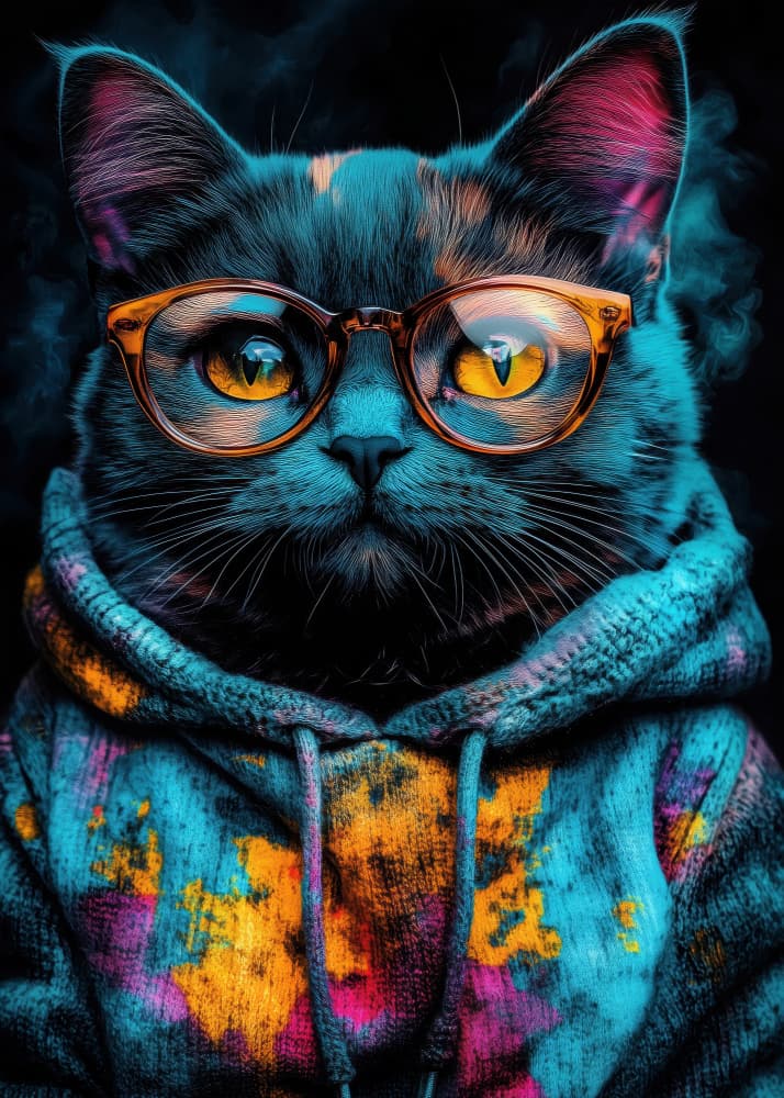 Hip Cat With Glasses by Justyna Jaszke — canvas wall art