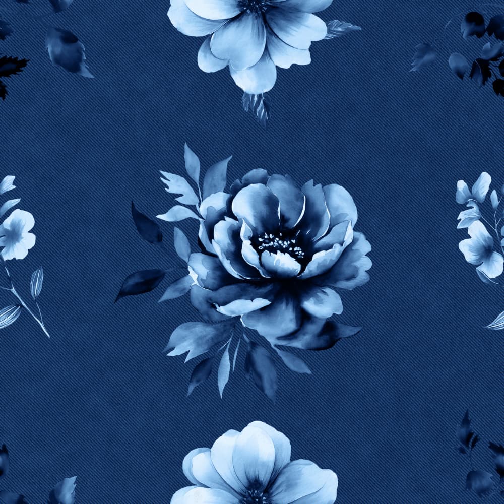 Soft Indigo Blooms by Bilge Paksoylu — canvas wall art