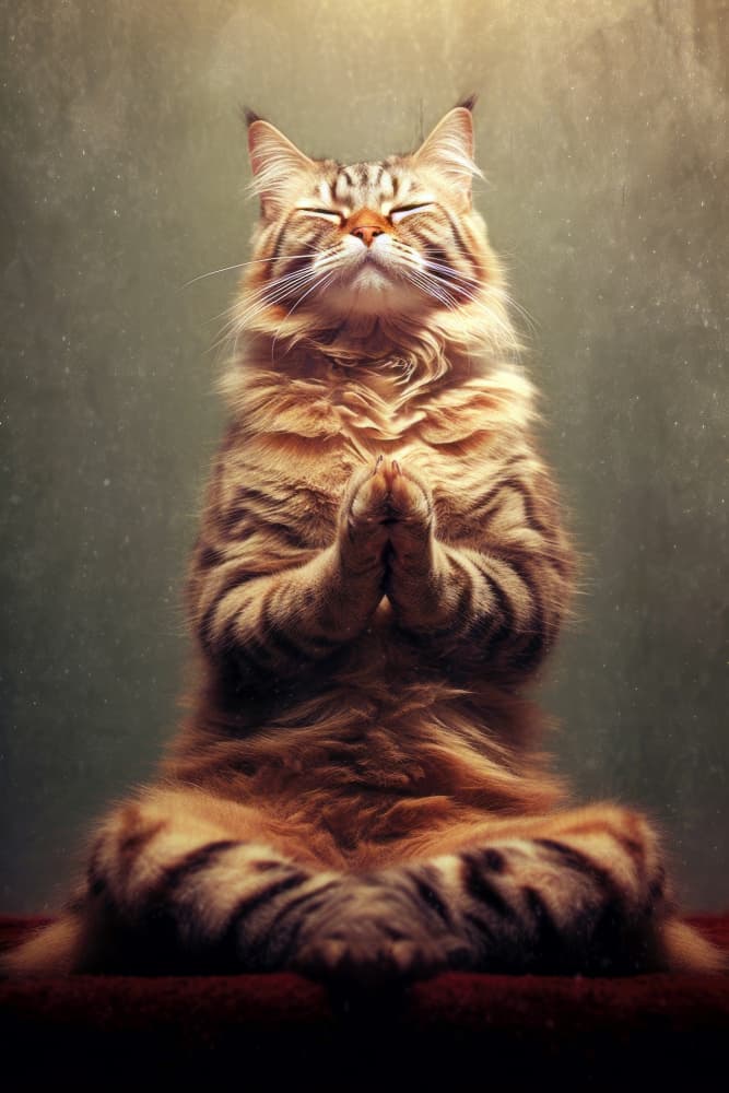 Meditating Cat Pose by Justyna Jaszke — canvas wall art