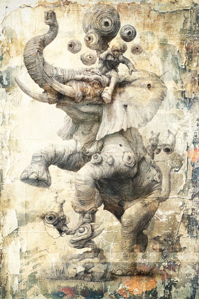 Surreal Elephant Dance by Rafal Kulik — canvas wall art