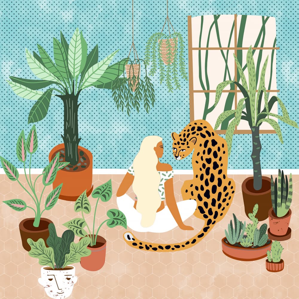 Zen Retreat With Leopard by Uma Gokhale — canvas wall art