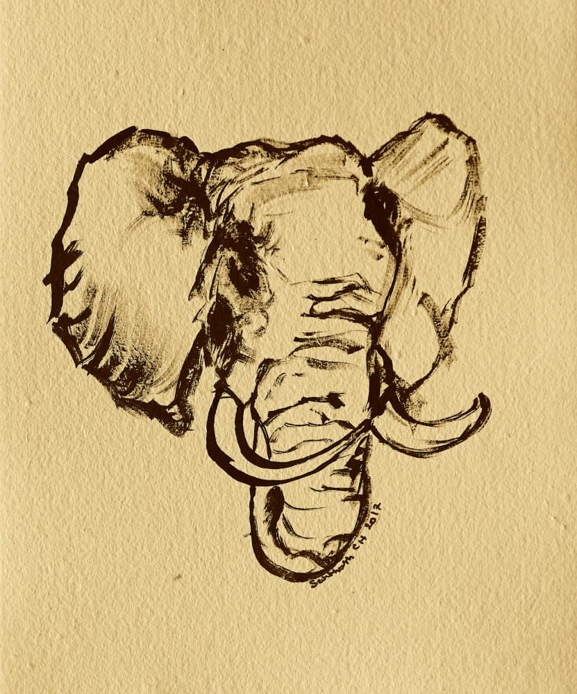 Wild Elephant Drawing by Santhosh ch — canvas wall art