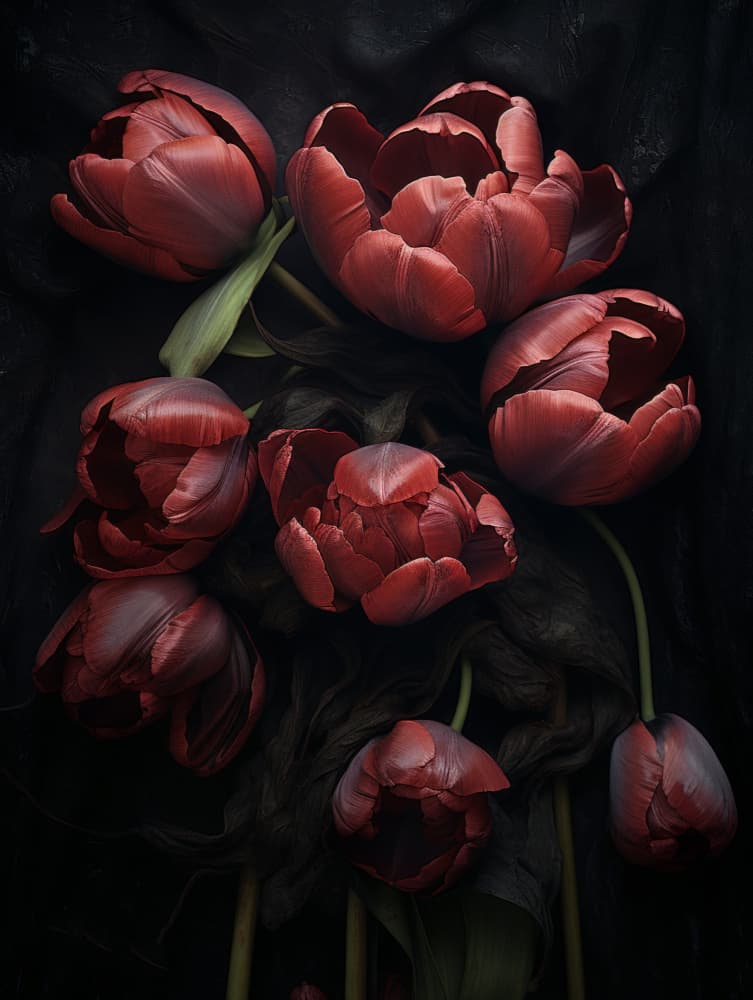 Opulent Red Tulips by Bilge Paksoylu — canvas wall art