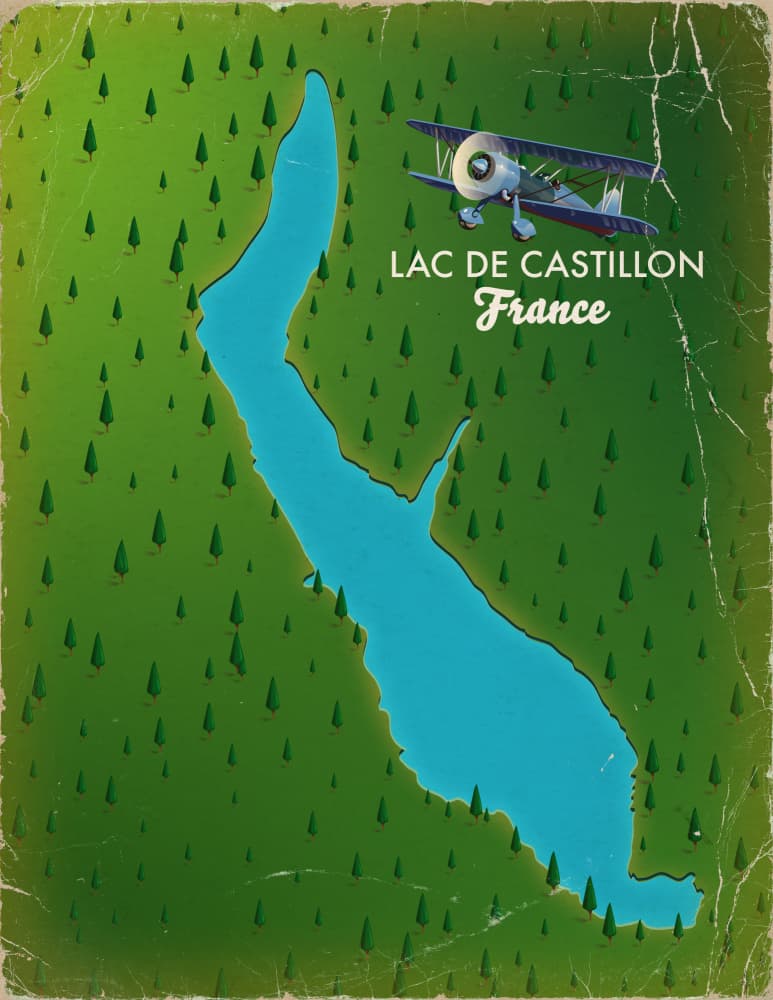 Lac de Castillon Biplane View by Nicholas — canvas wall art