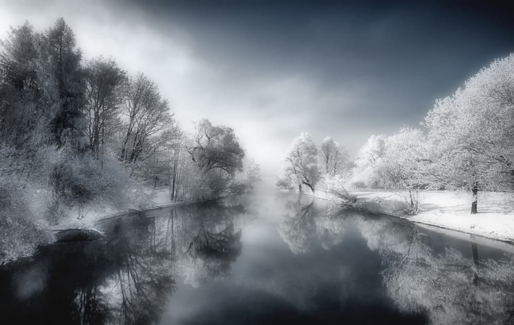 Misty Winter River by Corry DeLaan — canvas wall art
