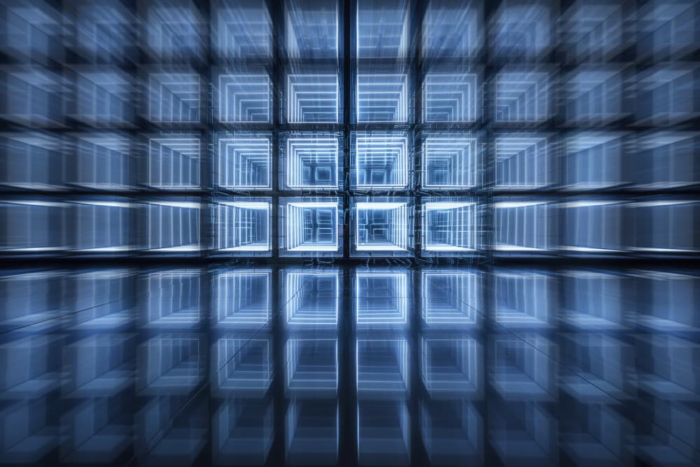 Infinite Blue Grid by Mei Xu — canvas wall art