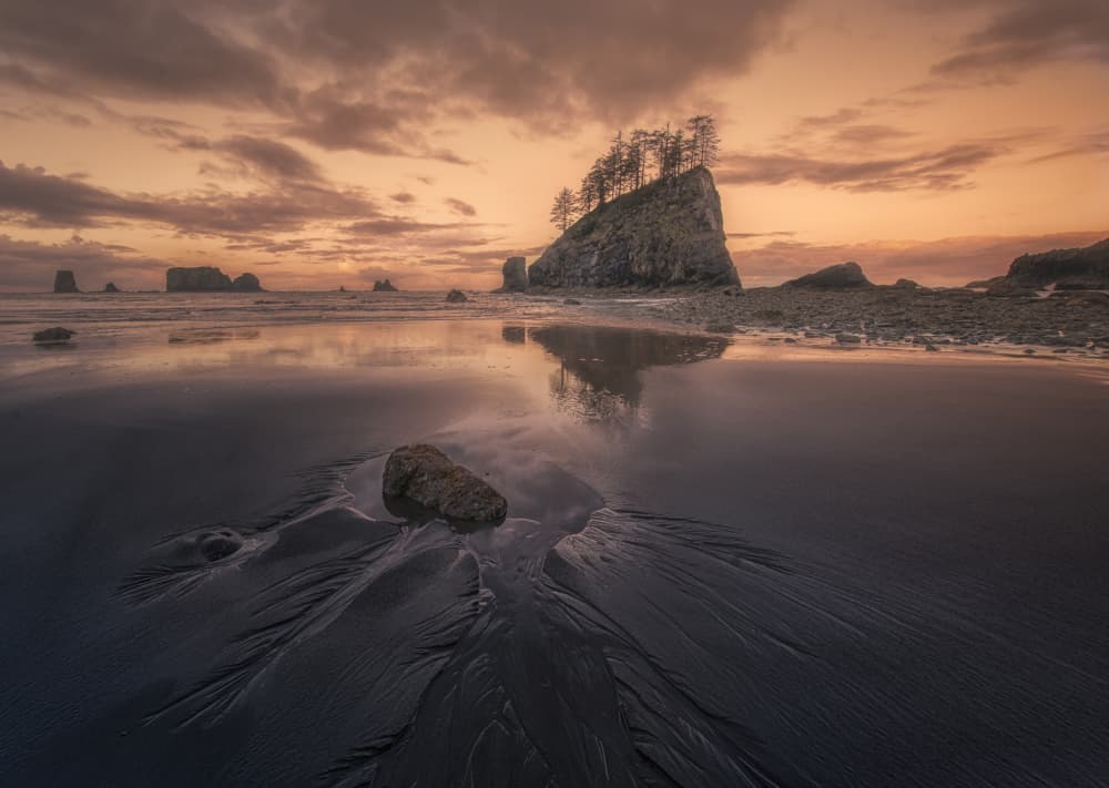 Majestic Sea Stack Sunset by Larry Deng APA — canvas wall art