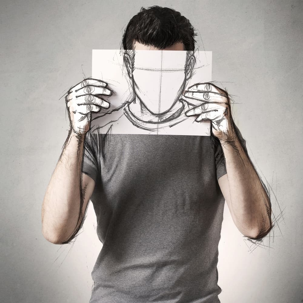 Man With Sketch Face by Sebastien DEL GROSSO — canvas wall art