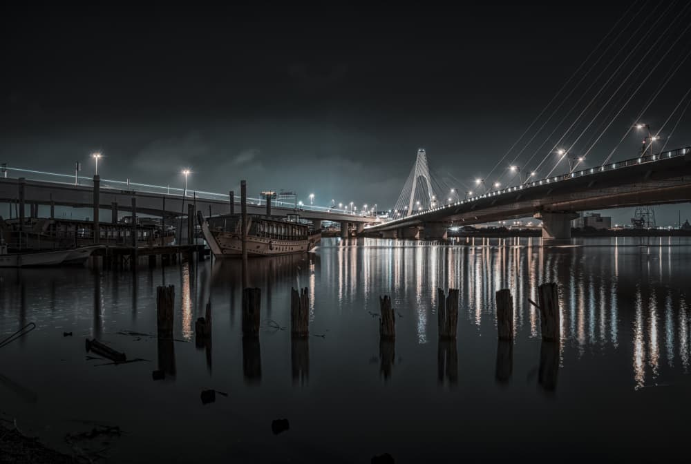 City Lights Reflections by Tomoshi Hara — canvas wall art