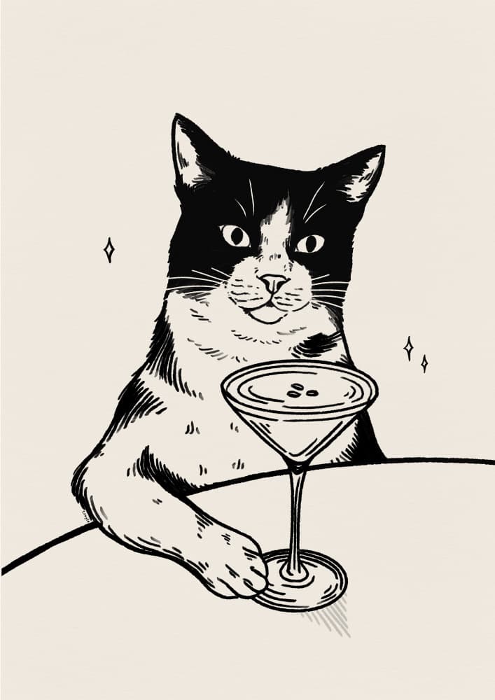 Espresso Martini Cat by Tara Royle — canvas wall art
