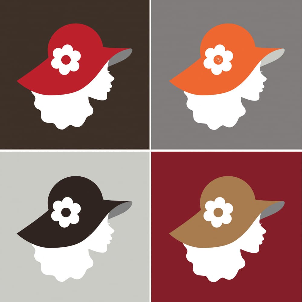 Colorful Hat Silhouettes by Martina — canvas wall art