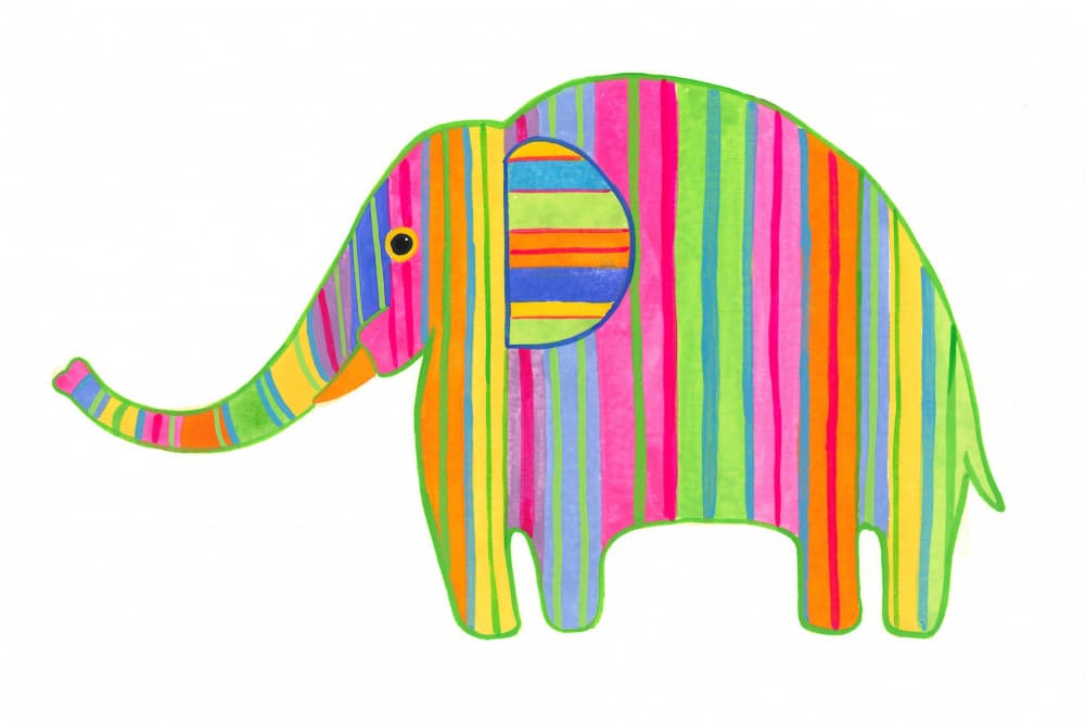 Stripy Coated Elephant by Isabelle Brent — canvas wall art