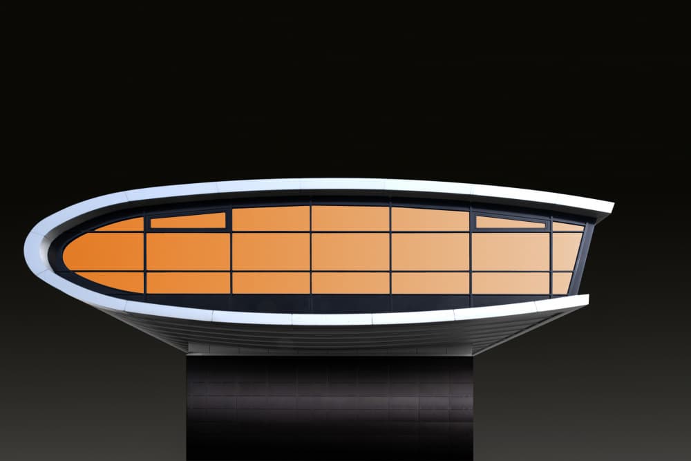 Sleek Orange Architecture by Rolf Endermann — canvas wall art