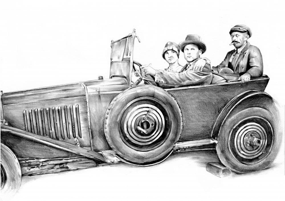 Vintage Car Road Trip by Kulik — canvas wall art