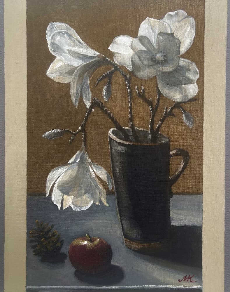 Rustic Magnolia Still Life by Marina Kozyr — canvas wall art