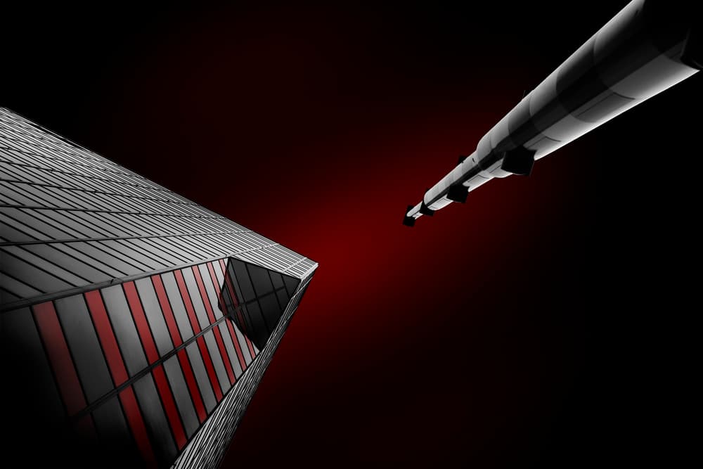 Red Skyscraper Telescope by Greetje van Son — canvas wall art