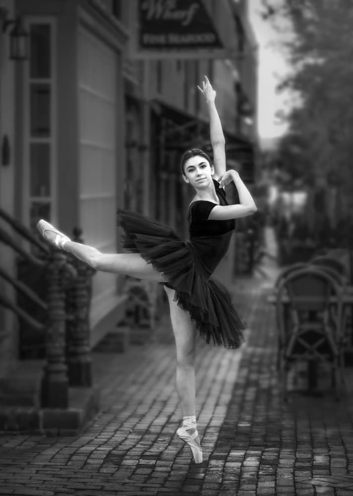 Elegant Street Ballerina by Ruiqing P. — canvas wall art