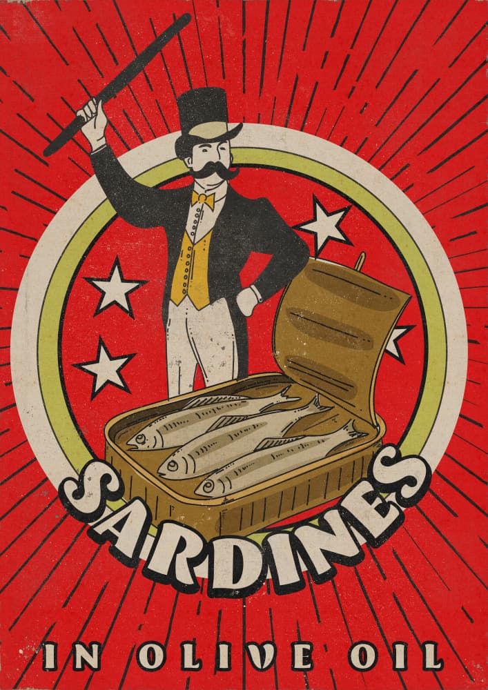 Vintage Sardine Magician by Nicholas — canvas wall art