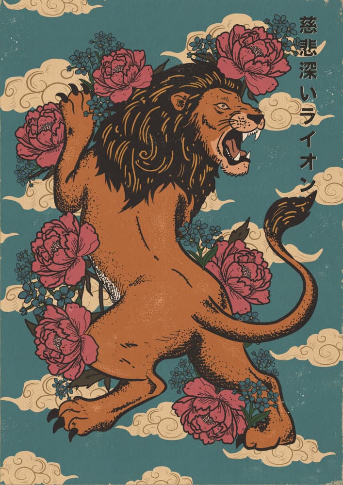 Fierce Floral Lion by Nicholas — canvas wall art